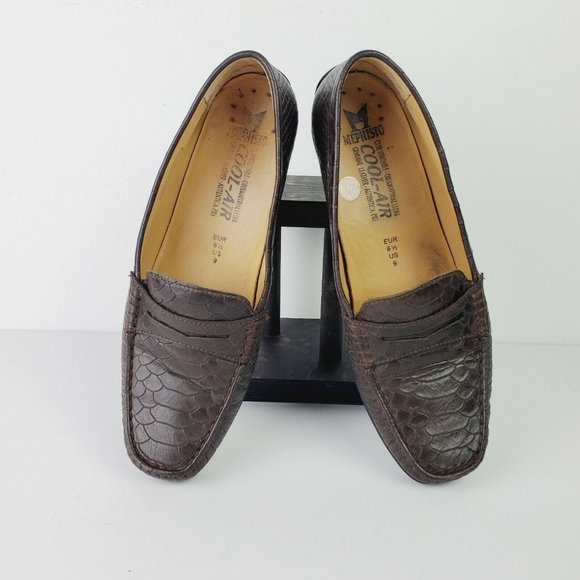 Mephisto Cool Air Women's Brown Embossed Leather Comfort Heel Penny Loafer Sz 9 - Picture 4 of 10